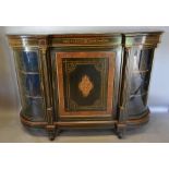 A Victorian Ebonised Walnut and Marquetry Inlaid Ormolu Mounted Large Credenza Cabinet, with an