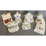 A Group of Seven Coalport China Pastille Burners to include The Red House, The Jolly House, The