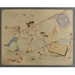 George Henry Edwards, 1883 - 1911, England, A Hand Painted Envelope in Watercolour depicting Sailors