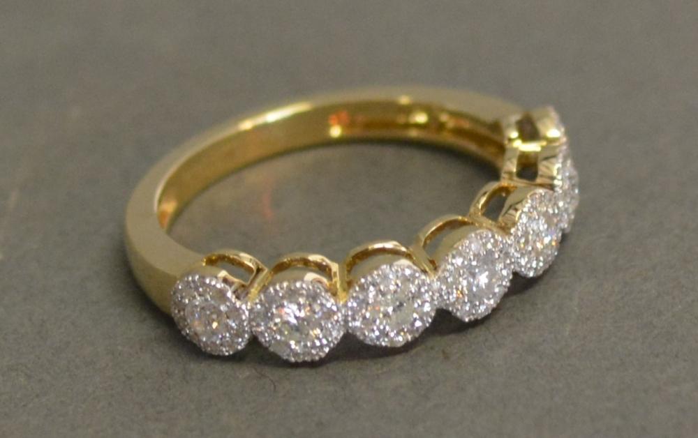 A 9ct. Yellow Gold Seven Stone Diamond Ring, approximately 0.60 ct