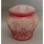 A Good Quality Cut Glass Covered Jar, 11cms tall