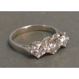 An 18ct. White Gold Three Stone Diamond Ring, approximately 1.52 ct