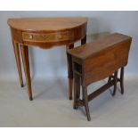 A 19th Century Mahogany Demi-Lune Side Table with a frieze drawer raised upon square tapering legs