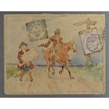 George Henry Edwards, 1883 - 1911, England, A Hand Coloured Envelope in Watercolour depicting a