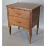 An Edwardian Mahogany Line Inlaid Two Drawer Chest with square tapering legs