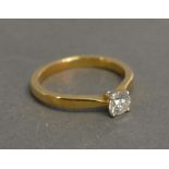 An 18ct. Yellow Gold Diamond Solitaire Ring, approximately 0.38 ct