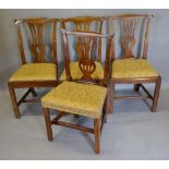 A Harlequin Set of Four 19th Century Chippendale Style Country Chairs, each with a pierced splat