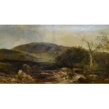 J. Adam, Highland River Scene with Figures, oil on canvas, signed, 59 x 105 cms