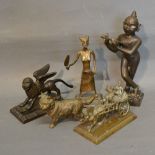 An Austrian Patinated Bronze Model in the form of a Cat together with four other similar models