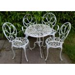 A White Painted Aluminium Garden Table and Chairs