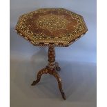 A 19th Century Moorish Pedestal Table, the octagonal top profusely inlaid above a similar centre