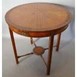 An Edwardian Sheraton Revival Satinwood and Chinoiserie Decorated Centre Table of circular form