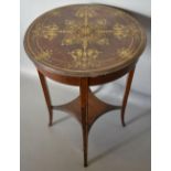 A 19th Century Rosewood Marquetry Inlaid Two Tier Occasional Table, the foliate and scroll marquetry