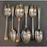 A Set of Four Georgian Silver Dessert Spoons together with two other similar