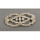 An 18ct. White Gold Diamond Panel Brooch set with many diamonds