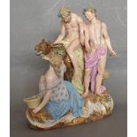 A Meissen Porcelain Group 'Drunken Silenus' Late 19th Century, crossed swords in underglaze blue,