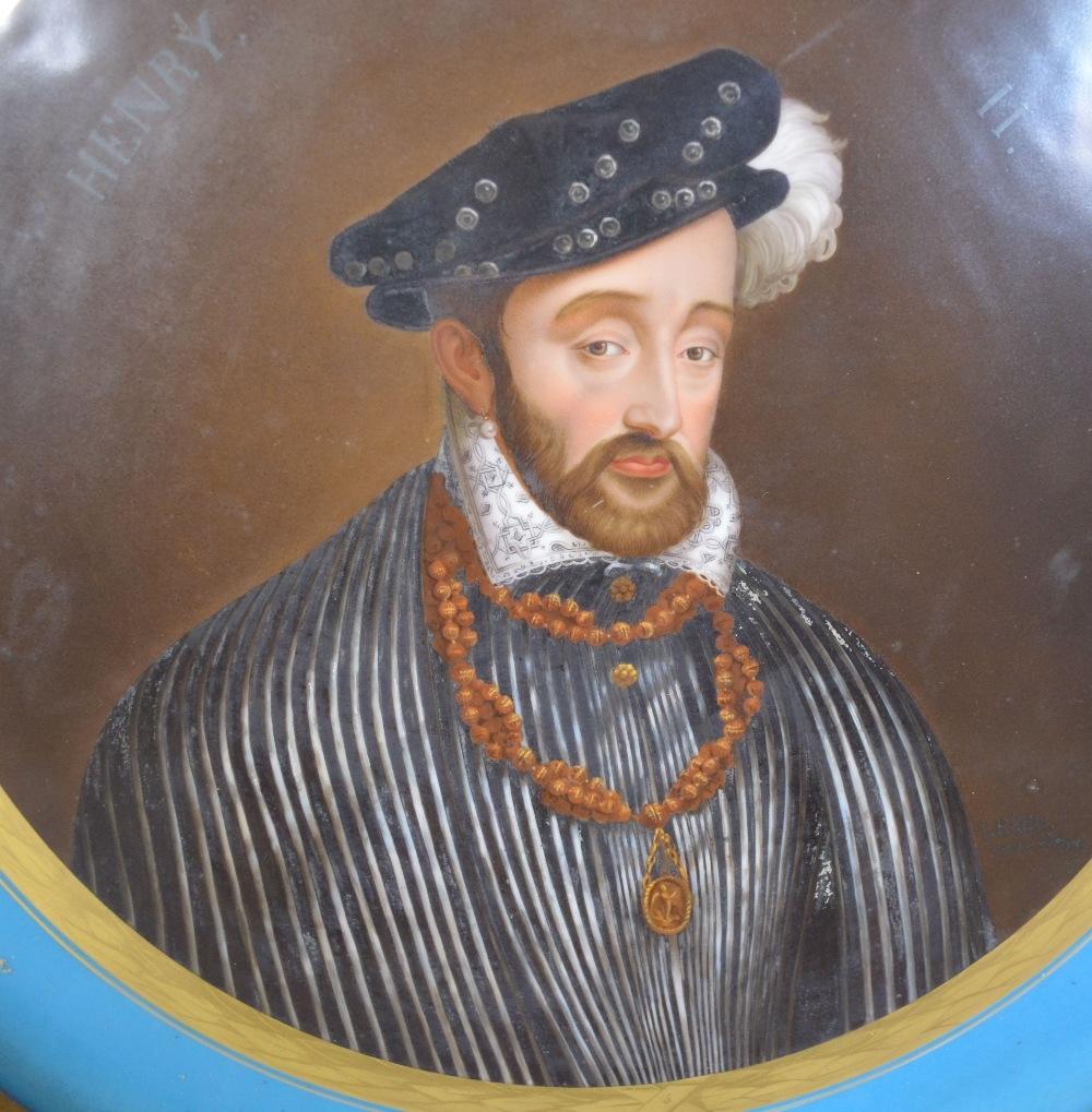 A Late 19th Century Sevres Porcelain Large Circular Plaque, Portrait of Henry II, and signed Leber - Image 4 of 6