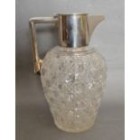 A George V Silver and Cut Glass Claret Jug, London 1916, 19cms tall