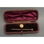 A 15ct. Gold Diamond Set Stud/Tie Pin within fitted case