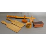 A Treen Ware Page Turner together with a collection of other similar items