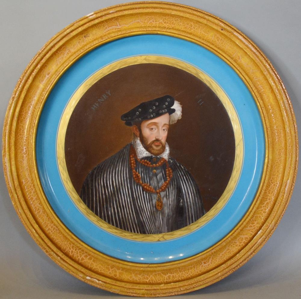 A Late 19th Century Sevres Porcelain Large Circular Plaque, Portrait of Henry II, and signed Leber - Image 2 of 6