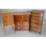 An Early 19th Century Mahogany Converted Commode, together with a 20th Century walnut bow fronted