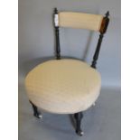 A Victorian Ebonised Low Seat Chair