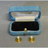 Tiffany & Co. A Pair of 18ct. Gold Pearl Set Dress Studs within fitted lined case