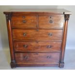 A William IV Mahogany Inverted Chest of two short and three long drawers with circular brass handles