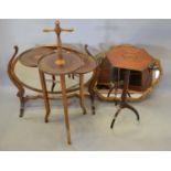 A 19th Century Mahogany and Walnut Occasional Table, the octagonal inlaid top above a turned
