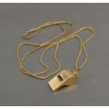 A 14ct. Gold Whistle by Tiffany & Co. together with a linked chain, 11.8 gms all in