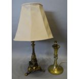 A Chinese Brass Table Lamp, together with another similar table lamp