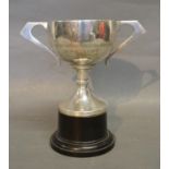 A Birmingham Silver Two Handled Trophy Cup with ebonised socle, 8 ozs.