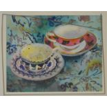 Jenny Wheatley, Two China Cups, watercolour, signed and dated 1992, 26x29 cms