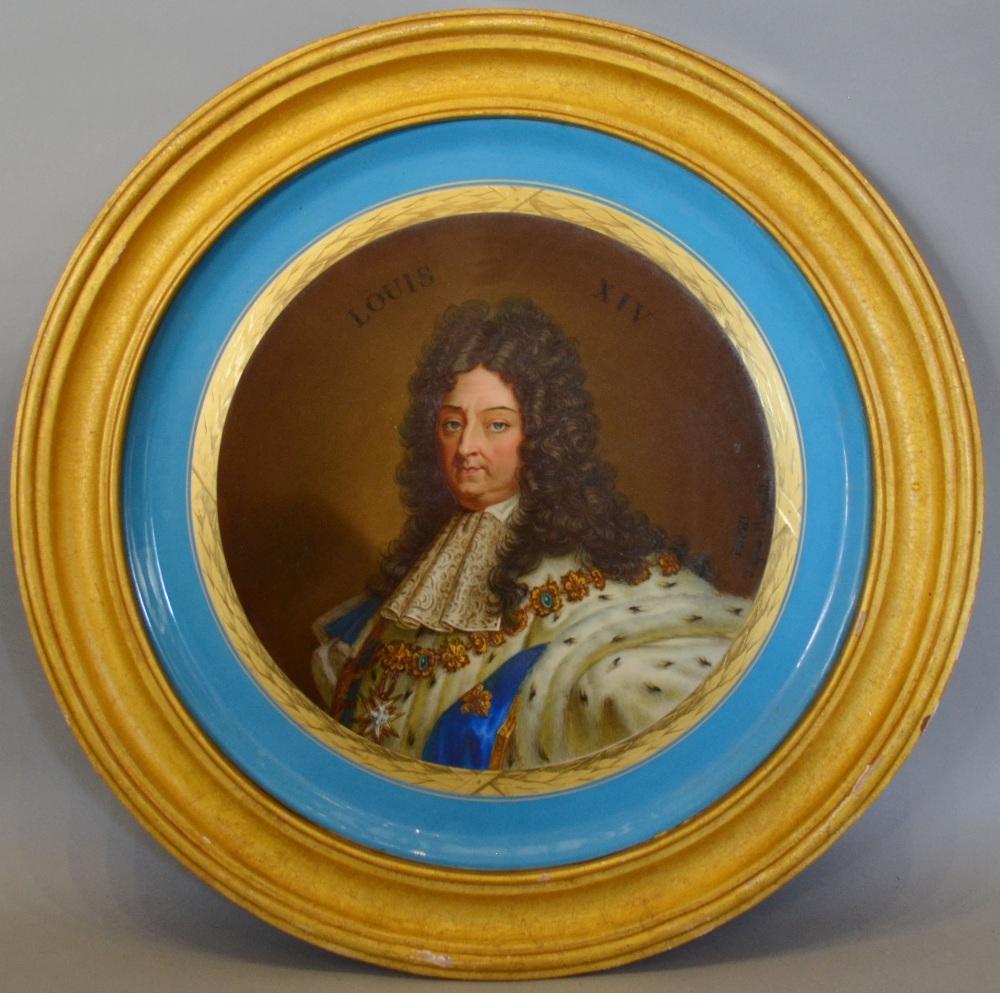 A Late 19th Century Sevres Porcelain Large Circular Plaque, Portrait of Louis XIV, and signed - Image 2 of 6