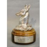 A London Silver Whitbread Gold Cup Trophy in the form of a Deer upon oval wooden plinth, 14 cms