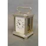 A Birmingham Silver Cased Carriage Clock, the enamel dial with Roman numerals and with lever