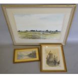 Bill Toop, Looking towards Handley, Dorset, Watercolour, together with a small watercolour of St.