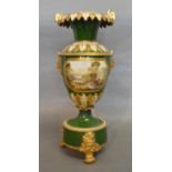 A 19th Century Bloor Derby Vase of Oviform decorated with a reserve titled View in Italy, 27 cms