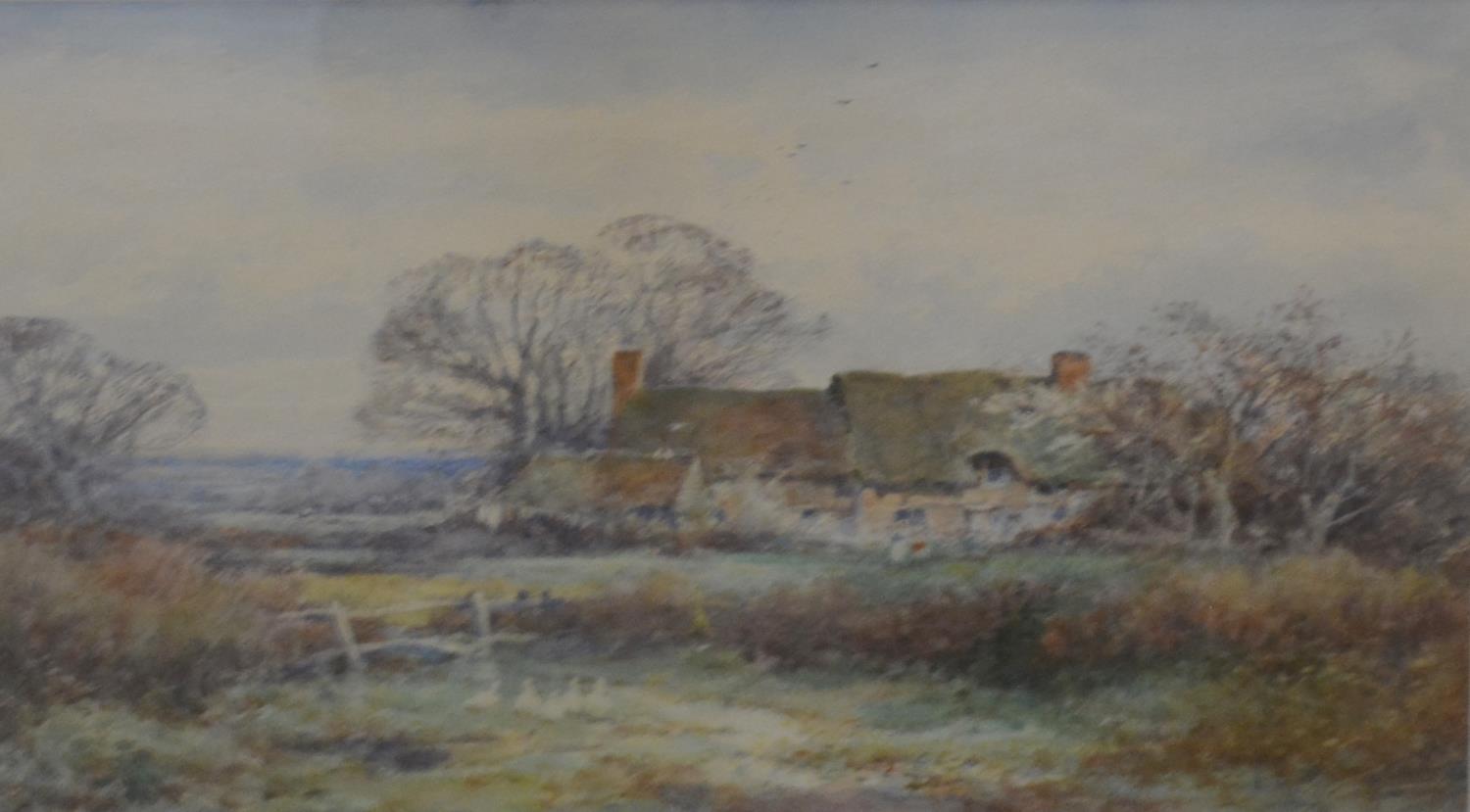 Attributed to Sylvester Stannard RVA, Old Cottages Dorset, watercolour, unsigned, 24x34 cms