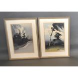 Oscar Droege 1898 - 1982 Germany Alpine Scenes A Pair of Woodcuts signed in pencil, 37 by 25 cms