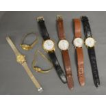 An Accurist Gentleman's Wrist Watch together with six other wrist watches