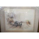 George Allen A Group Of Four Watercolours, Titled 1930 French Grand Prix, Birkin Bentley and a