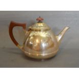 A Birmingham Silver Teapot with shaped handle and finial 12 ozs all in