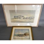 Sybil Mullen Glover, Old Houses Devonport, watercolour, signed, 28 x 51 cms, together with another