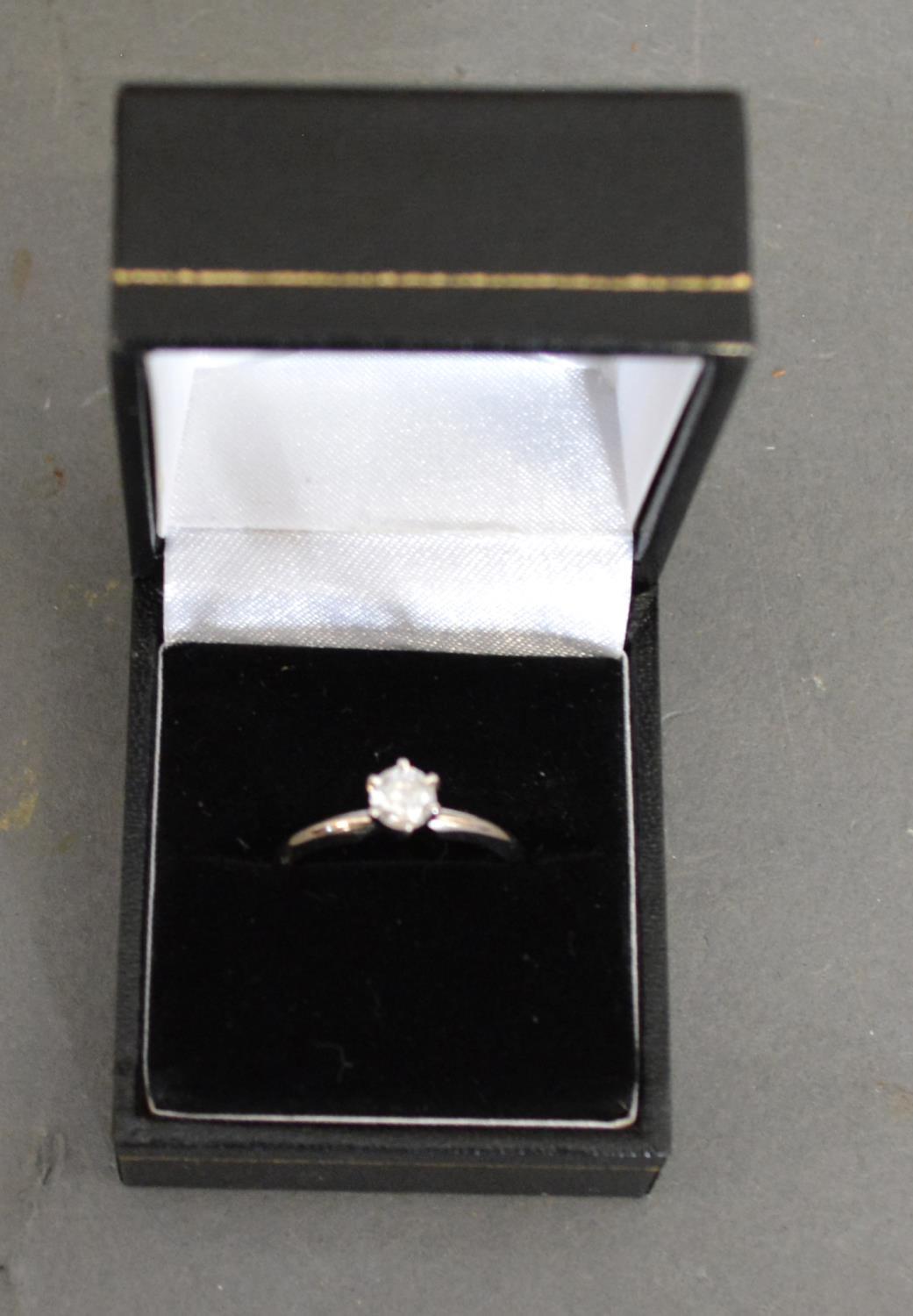 A 14ct. White Gold Solitaire Diamond Ring, claw set, approximately 0.50 ct.