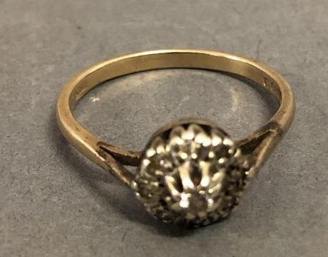 A 9ct. Gold Diamond Cluster Ring of tiered form