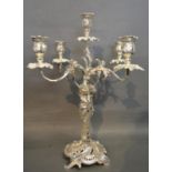 A Good Quality Silver Plated Five Branch Candelabrum with scroll arms and shaped base, 49 cms tall