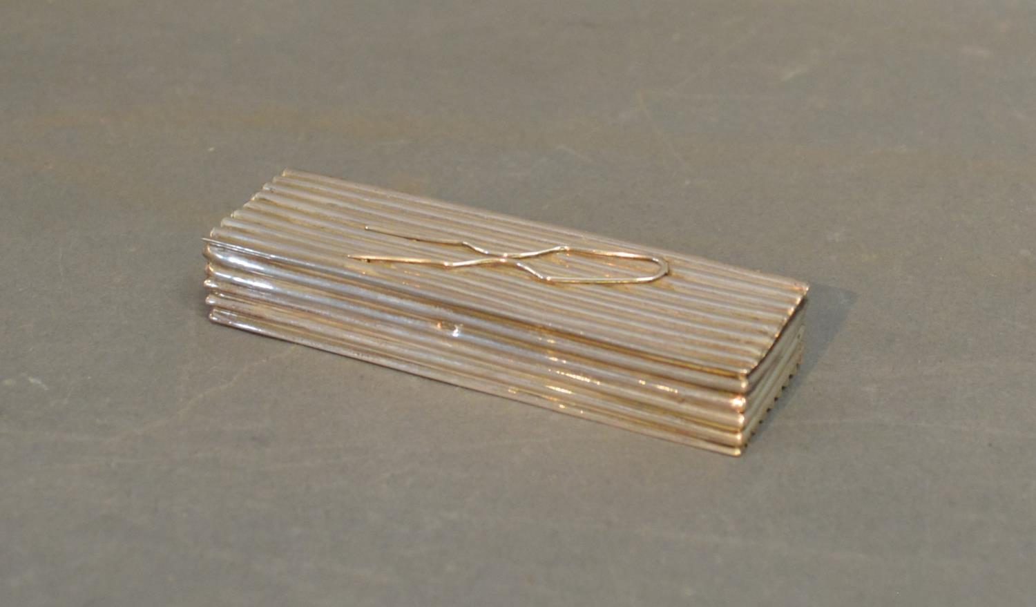 A Birmingham Silver Hat Pin Box of Ribbed Form, 9.5 cms long