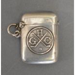 A Birmingham Silver Vesta Case Decorated With Golf Clubs And Golf Ball